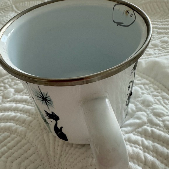 Enamel Atomic Cat Mug  Retro 12oz Vintage Black Cat Coffee Mug Decorative - Picture 10 of 13